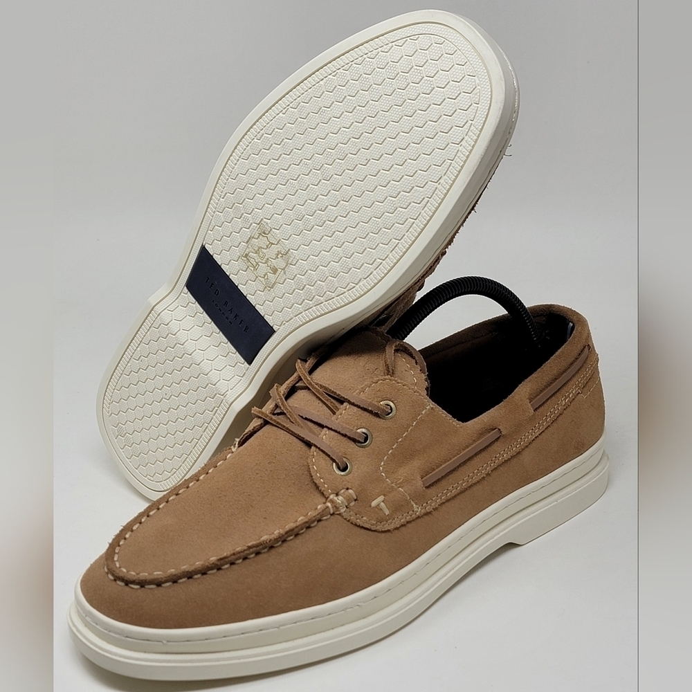 Ted Baker London Men's Low Top Suede Boat Shoes  US 9 EU 42 Sand Lace Up New